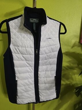 Ralph Lauren L-RL Quilted Vest in Navy and White